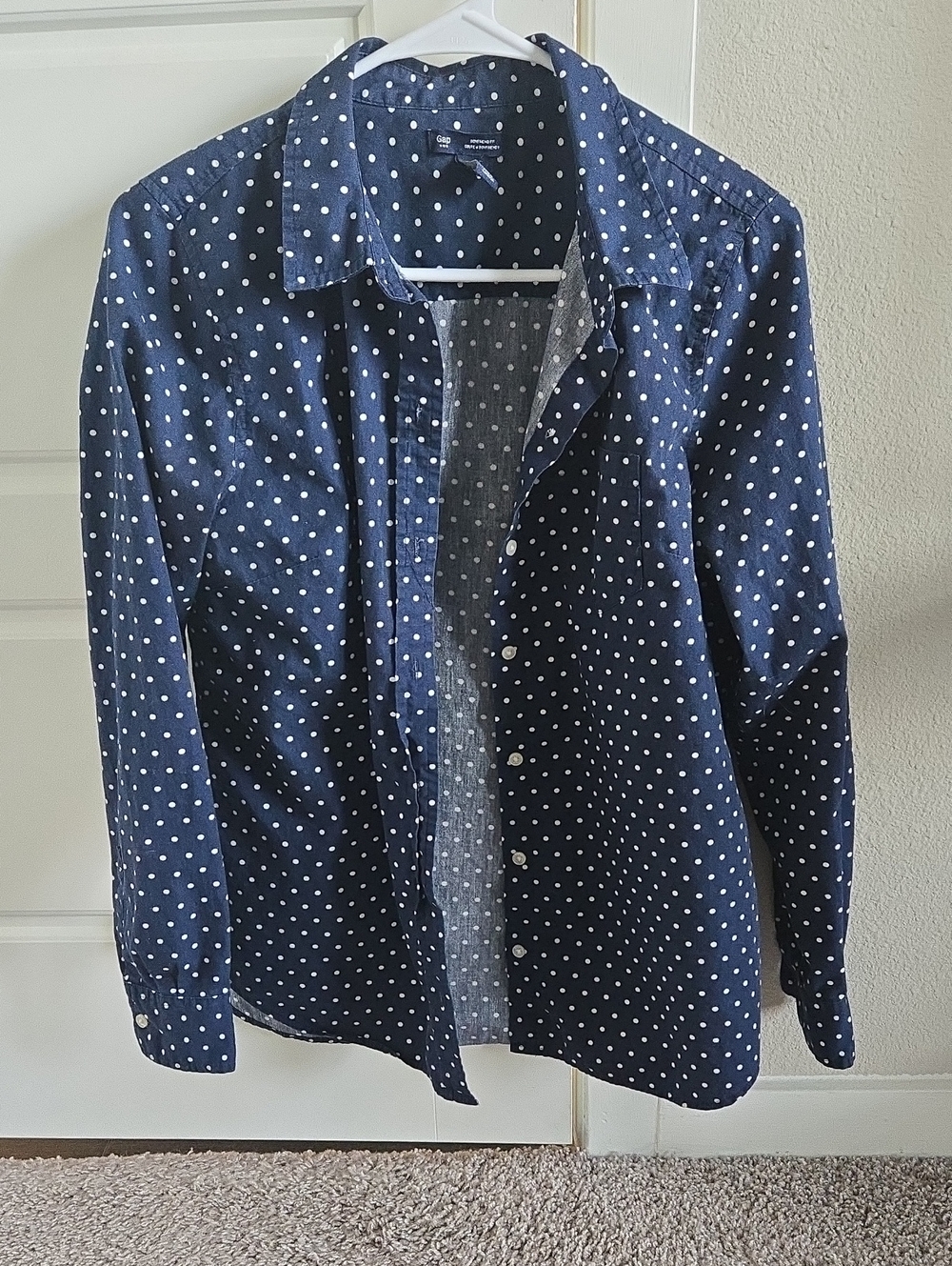 GAP Navy Blue Polka Dot Button-Down Shirt